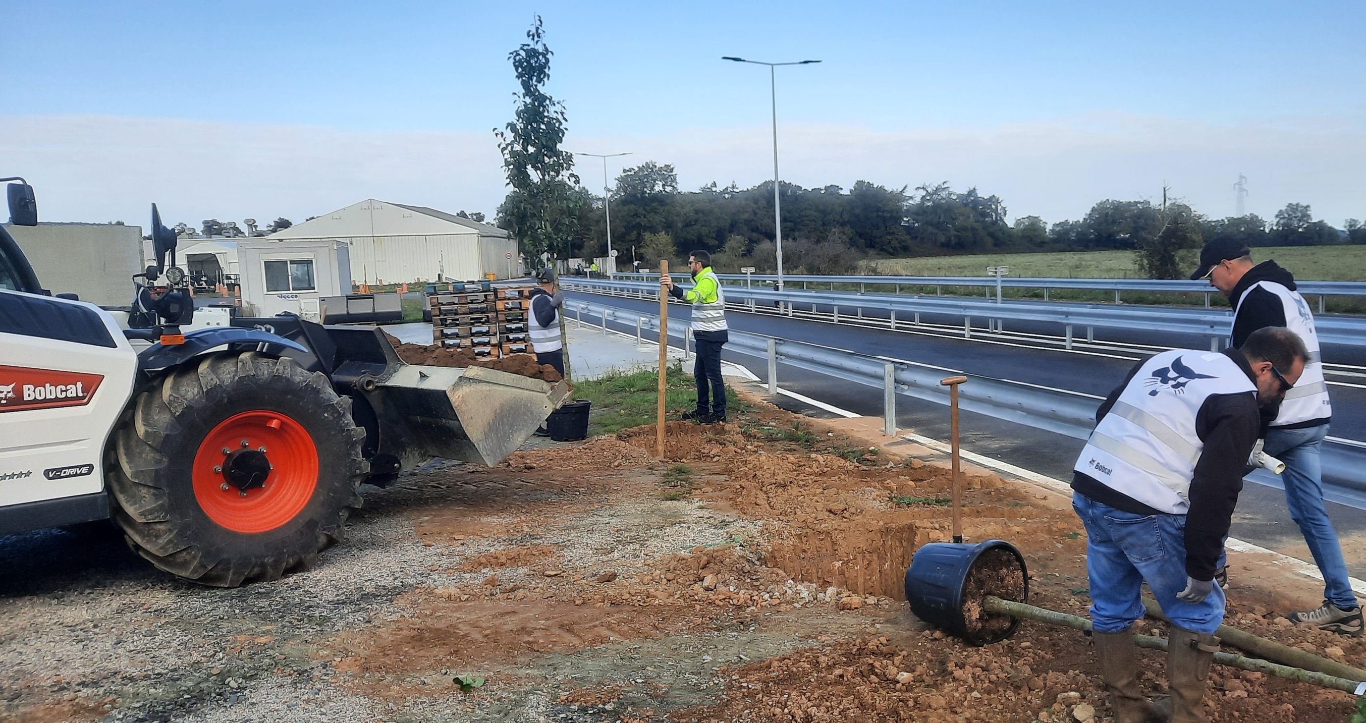 Doosan Bobcat employees in France are using company equipment to clean and maintain roadsides