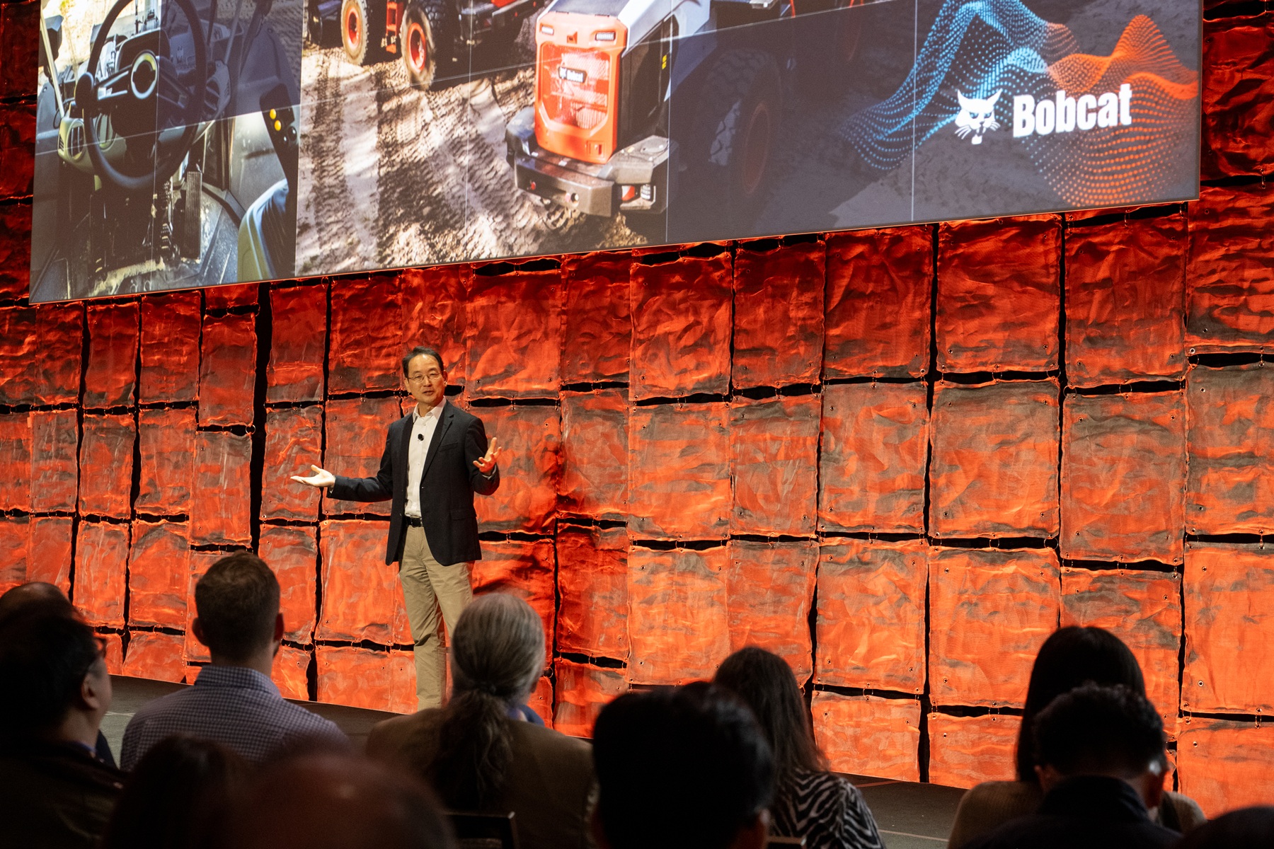 Scott Park, CEO of Doosan Bobcat, speaks about next-generation construction equipment technology at CES 2026 Media Day on January 5